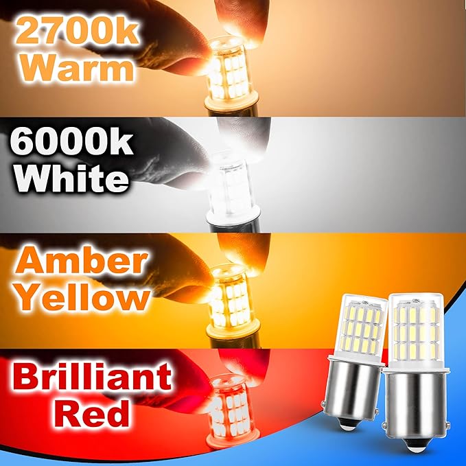Heifymi 1156 1141 1003 7506 BA15S LED Bulb,12V-24V for RV Camper Interior Dome Exterior Porch Light Outdoor Landscape Lighting,Super White 6000K, 2 Pack