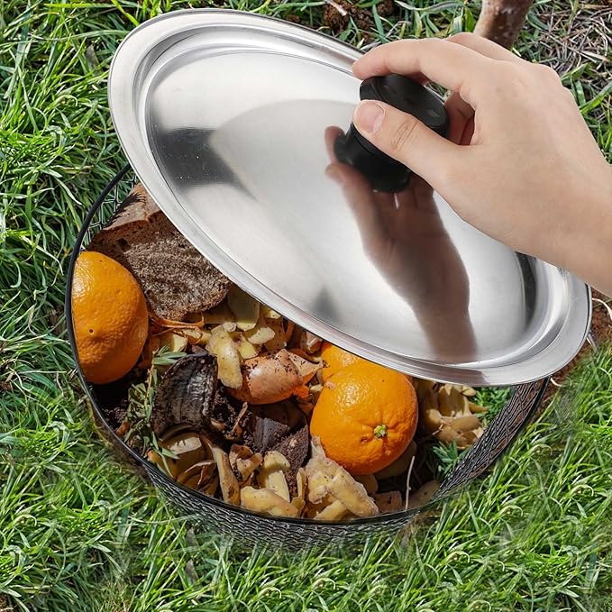 MorningRo 4 Pcs Inground Worm Composter with Lids 9.1 x 9.1 x 5.9 Inch Farm Worm Compost Bin Outdoor for Recycling Kitchen Food Waste to Raised Garden Beds