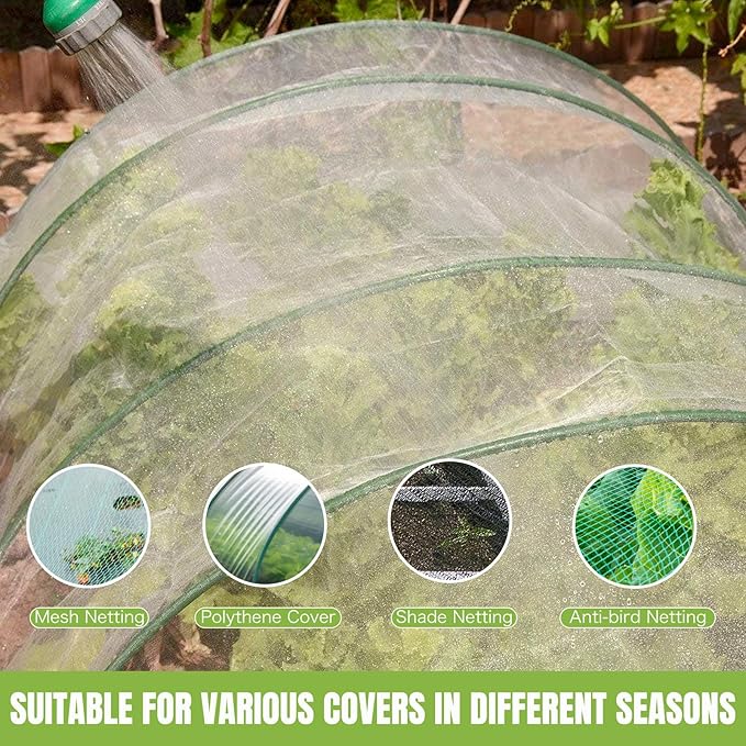 joyhalo 72pcs Garden Hoops for Raised Beds, Garden Mesh Netting Kit with 10x30 Ft Garden Net, Bird & Cicada Netting for Trees, Garden Mesh Protection for Greenhouse, Vegetable