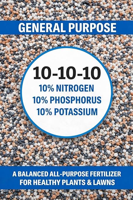 10-10-10 General All Purpose Fertilizer for Flowers and Vegetable Beds - Raised Garden Beds - Safe for Fruits, Lawns, Grass - Promotes Soil Heath and Growth (10 Pounds)