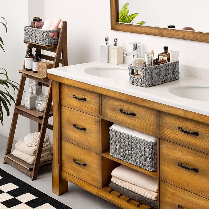 GRANNY SAYS Wicker Baskets for Organizing, Storage Baskets for Shelves | Small Woven Storage Baskets for Shelf, Rattan Basket for Organizing, Wicker Basket Set, 3-Pack Small Waterproof Baskets