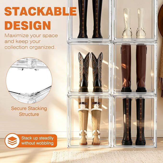 17.7'' XXX-Large Shoe Acrylic Display Case for Cowboy Boots,Helmets,Handbag