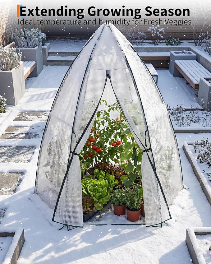54"X54"X71" Mini Hexagonal Greenhouse for Outdoors, Portable Garden Greenhouse with PE Cover, Roll-Up Zipper Door & Mesh Window, Small Greenhouse for Vegetables, Flowers, Herbs