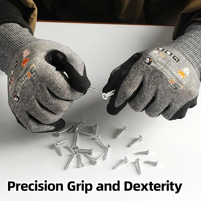 Schwer A4 AIR-SKIN Cut Resistant Work Gloves AR5918 with Extreme Lightweight & Thin, Grip Gloves for Gardening, Fishing, Mechanic, Refined Work, Touch-Screen, 3D-Comfort Fit, 1 Pair (L)