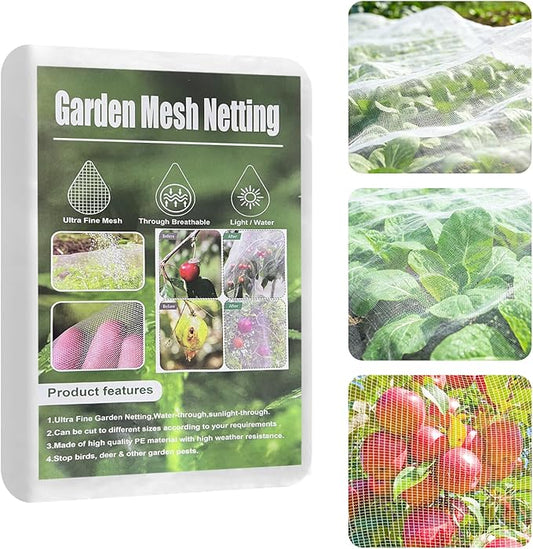 Garden Mesh Netting, 10 * 30 FT Ultra Fine Plant Netting Covers Pest Barrier Row Cover Net for Raised Beds Tree Protect Greenhouse Fruit Vegetable Flowers from Birds Bugs