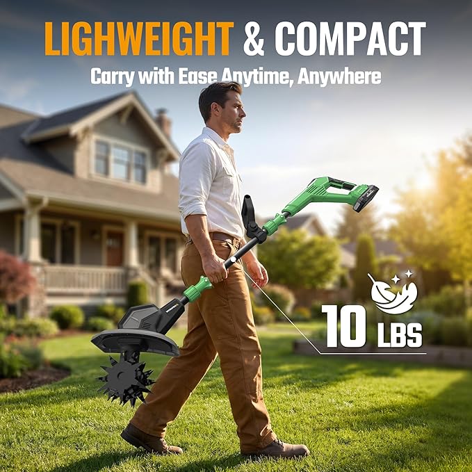 WORKPROX 20V Cordless Tiller Cultivator, 4×12 Durable Steel tines, 8-Inch Wide & Deep Garden Rototiller, 4.0Ah Battery Powered, Electric Cultivator for Soil, Lawn & Garden