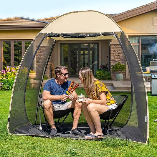 Alvantor® Pop Up Screen House Tent, Snap-fit Mesh Screen Gazebo with Peaked Roof, Portable Screen Room Canopy Shelter with Sandbags for Camping, Backyard, Picnic