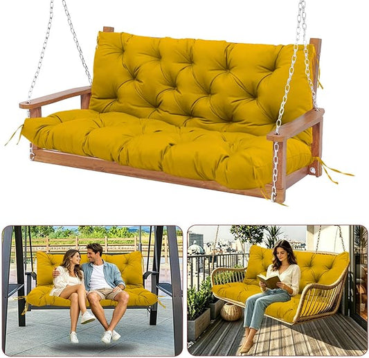 Premium 5" Thicken Porch Swing Cushions Waterproof 3 Seater Replacement Cushions with Backrest and Adjustable Straps, Outdoor Furniture Cushions for Patio, Garden(40×40×5inch)