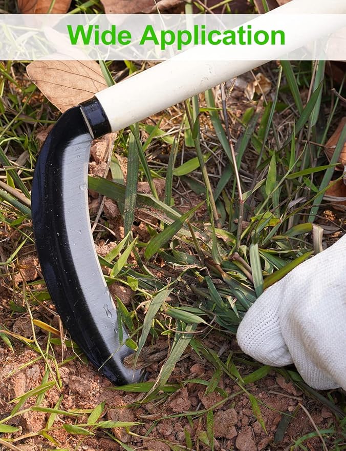 TOYPOPOR Carbon Steel Grass Sickle, 15'' Japanese Gardening Weeding Weeder, Garden Hand Tool, Farming Weed Remover, Scythe Blade Cutter, Manual Mowing Blade Cutter, Thick Blade Gardening Quick Work
