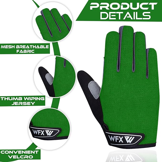WFX Cycling Gloves Toddler Mountain Bike Handlebar Grips Gel Padding Full Finger Baseball Glove Workout Football Gloves Youth Boys 6-12 Kids Gardening Gloves MTB Gloves