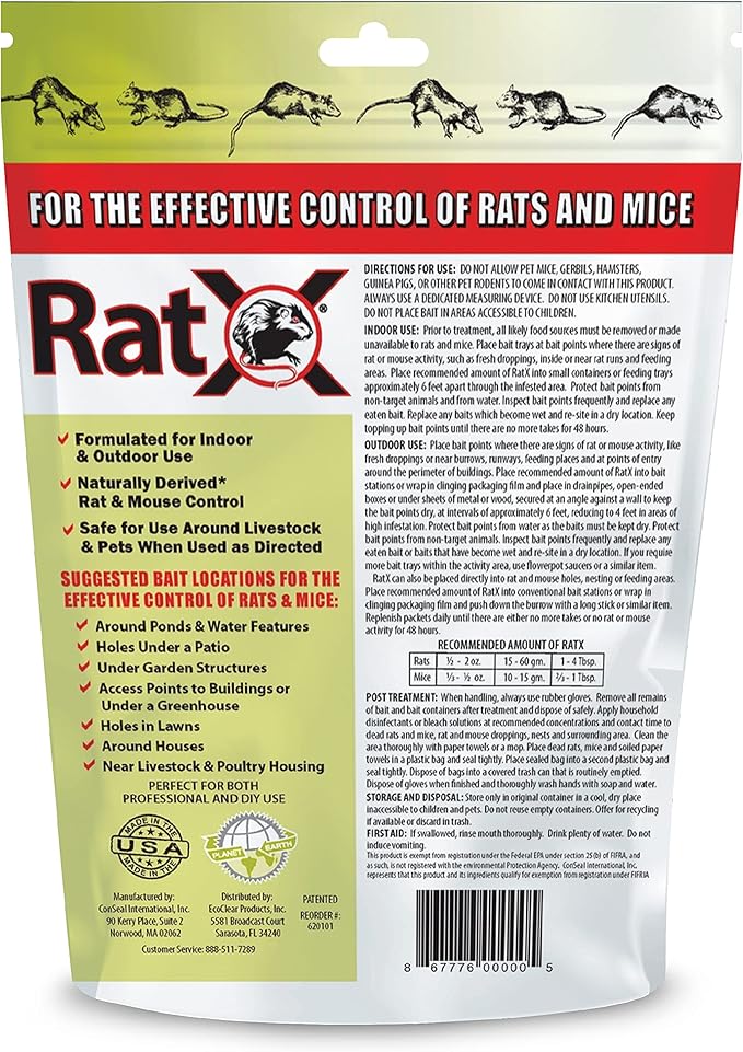 EcoClear Products 620100-6D RatX All-Natural All Species Rat Mouse, 8 oz. Bag