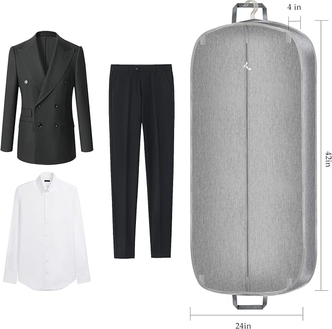 Limoomil 42" Heavy‑Duty Waterproof Foldable Travel Garment Bag, Grey
