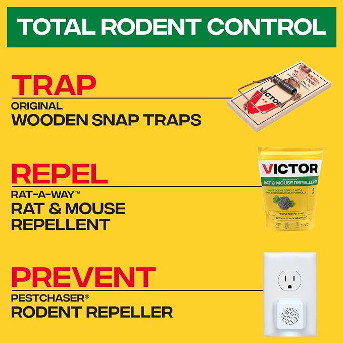 Victor Rat-A-Way Rat & Mouse Repellent Peppermint Oil Biodegradable Pellets Natural Rodent Repeller for Rats and Mice Indoor or Outdoor use 3lb M807 (Pack of 6)