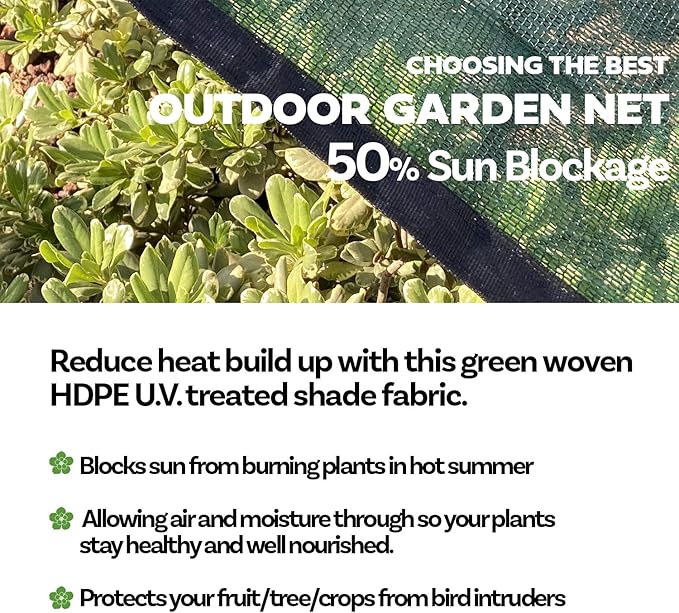 Alion Home HDPE 50% Sun Block Garden Netting Mesh - (6' x 8', Green)