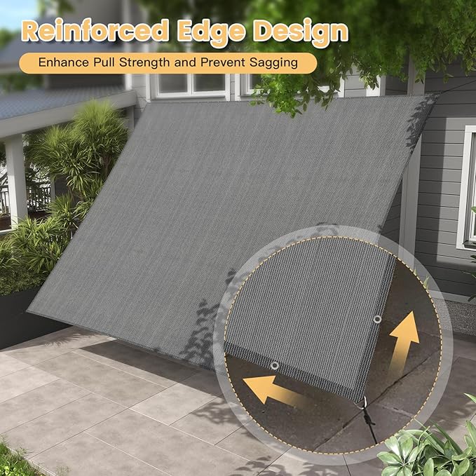 VICLLAX 90% Shade Fabric Sun Shade Cloth with Reinforced Grommets & D-Ring Eyelets for Outdoor Patio Garden Pergola Cover Canopy 6x8 FT, Dark Grey