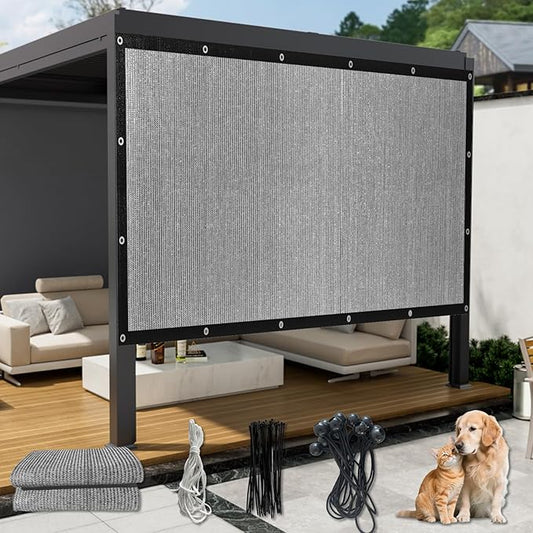 3'x 6' Pergola Shade Cover with Bungee Balls, Light Dray Outdoor Sun Shade Cloth with Grommets UV Block Privacy Screen for Patio, Garden, Backyard