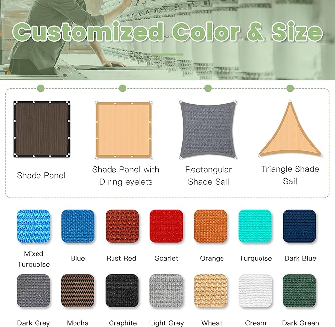 90% Shade Cloth 12×12 FT with Grommets, Outdoor Sun Shade Cloth UV Block Shade Fabric for Patio, Backyards, Carport, Garden, Wheat