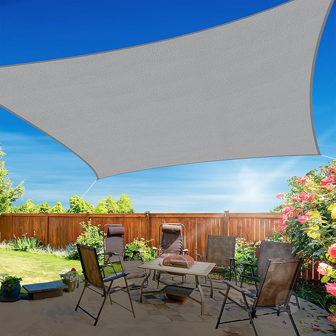 RoomHacks 10'x13' Sun Shade Sail, UV Protection Outdoor Shade, Curved Tear Resistant Heavy Duty Sun Shade for Patio Garden, Backyard, Deck, Car Port, Playground, (Grey)