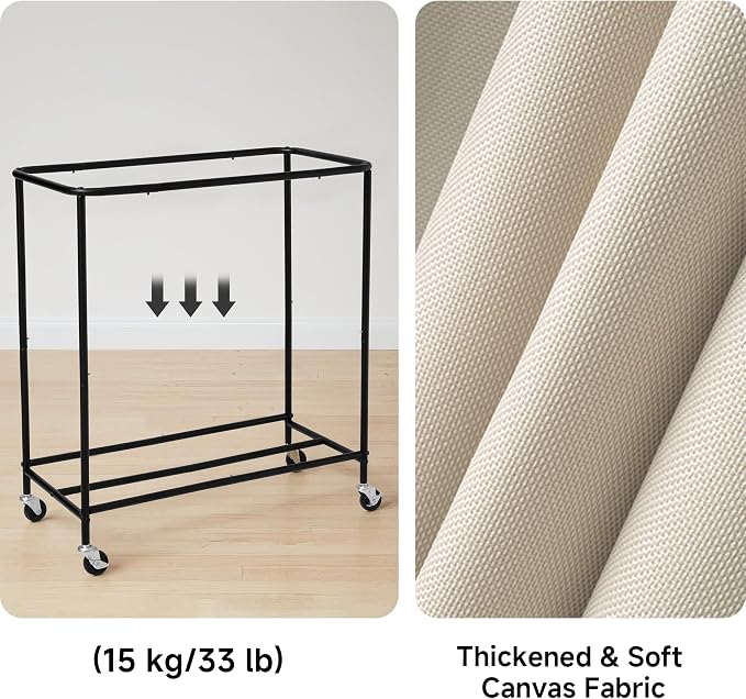 StorageWorks 3 Section Laundry Hamper, 120L Beige Sorter Cart with Wheels | 3 Section Beige Sorter Cart, Rolling Organizer for Bedroom, Bathroom, Apartment, Hotel