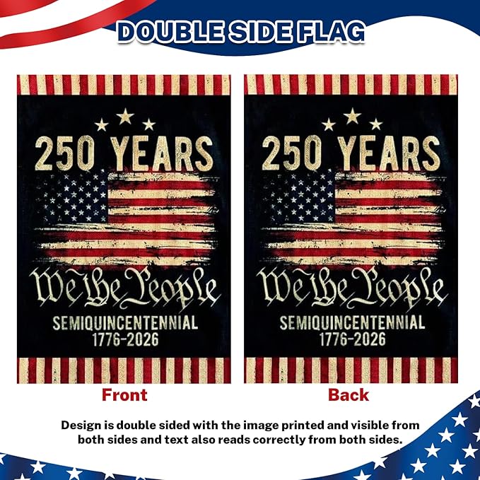 250 Anniversary Usa Garden Flags for Outside,250 Anniversary USA Flag with Stars Stripes 1776-2026,250th Anniversary America Semiquincentennial Commemorative Patriotic 4th of July Decorations Yard Sign Double-Sided Garden Flag Waterproof 250 Year Ameri...