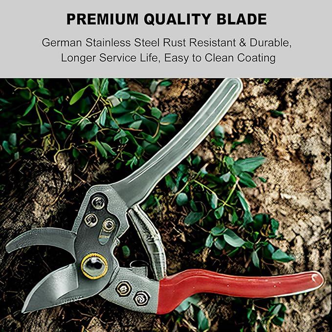 Pro Bypass Pruning Shears, Heavy Duty Garden Scissors Ultra Sharp Steel Blades for Branch Trimming, Plant Scissors Secateurs with Ergonomic Handle, Easy to Use