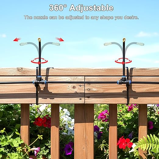 360° Adjustable Drip Irrigation System 50FT Garden Watering System with 15 Nozzles, Garden Irrigation System, Greenhouse Accessories, Greenhouse Drip Irrigation Kit for Yard, Lawn, Plants (50FT)