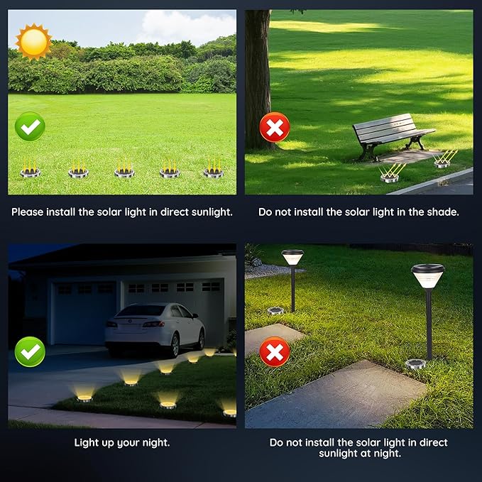Solar Ground Lights Outdoor, 12 Pack Solar Lights Outdoor Waterproof, Mini Flat Solar-Powered Garden Light, Landscape Lighting for Garden Yard Lawn Pathway Walkway Driveway Backyard Decor, Warm White