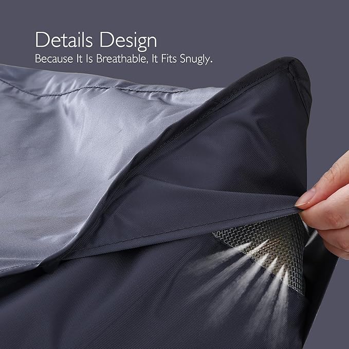 Patio Furniture Covers Waterproof - 420D Outdoor Table and Chair Set Cover with Built-in Storage Bag - Rectangular Patio Table Cover for 4-Seat Dining Set or Sectional Sofa - DarkGrey