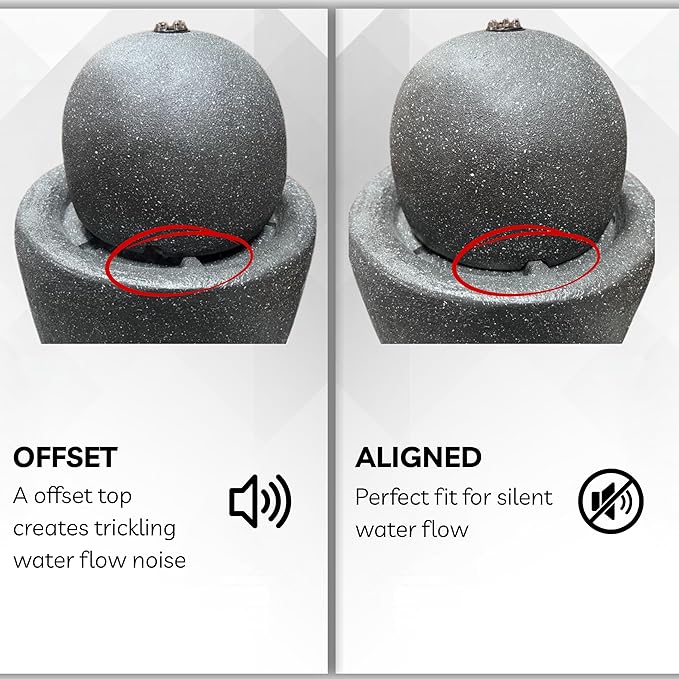 XBrand 26" Modern Sphere Water Fountain with LED Light – Indoor Outdoor Stone Texture Floor Fountain, Zen Bubbling Ball Water Feature for Garden Patio Porch - Gray