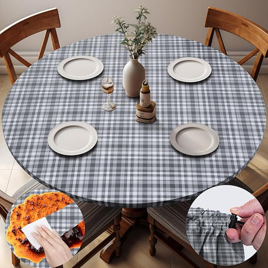 Fitted Waterproof Round Tablecloth for 36 40 41 42 44In Tables Neutral Wipe Clean Fall Table Covers Travel Essentials Camp Tools Decoraciones para Sala Party Dining Table Centerpiece Decor