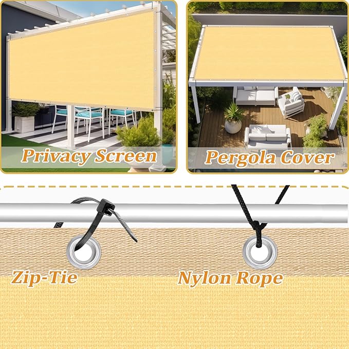 Shade&Beyond Customized Size 13' X 15' Shade Cloth with Grommets, 90% UV Protection UV Protection Mesh Tarp Sun Screens for Patio GN01, Sand