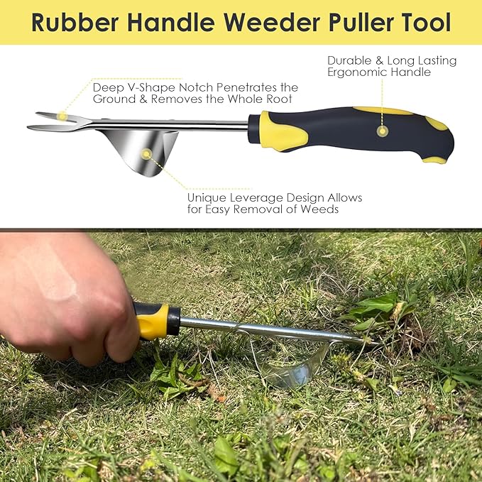 Weed Puller Tool, 3 Pack Garden Stainless Steel Weeder Tool, Garden Tools for Plant & Weeding, Crack Weeder Crevice Tool, Hand Weed Remover Tool for Deep Roots, Farm & Backyard