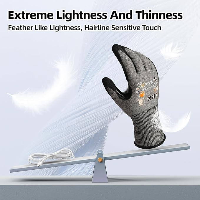 Schwer A4 AIR-SKIN Cut Resistant Work Gloves AR5918 with Extreme Lightweight & Thin, Grip Gloves for Fishing, Refined Work, Mechanic, Gardening, Touch-Screen, 3D-Comfort Fit, 150 Pair (L)