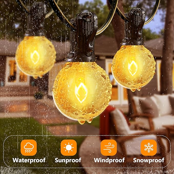 GOOTHY 50 Pack G40 Replacement Light Bulbs, 5W Incandescent Bulbs with E12 Candelabra Base, Clear Globe Replacement Light Bulbs for Outdoor String Lights Patio Backyard Garden Wedding Christmas Decor