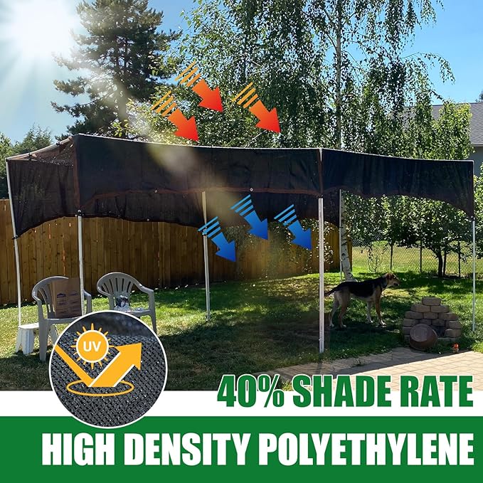 Shade Cloth for Garden 10x20ft, 40% Sunblock Mesh Tarp & Outdoor Sun Shade with Grommets, Sun Shade Outdoor Cover, Plant Covers Freeze Protection for Greenhouse, Kennel, Lawn, Patio