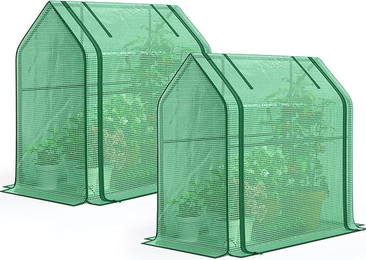 Quictent Mini Greenhouse for Indoor, 2-Pack Tabletop Portable Small Green House Waterproof UV Protected Cover Shelter for Outdoors, Garden Plant Seed Starting Nursery, 36"x18"x33", Green