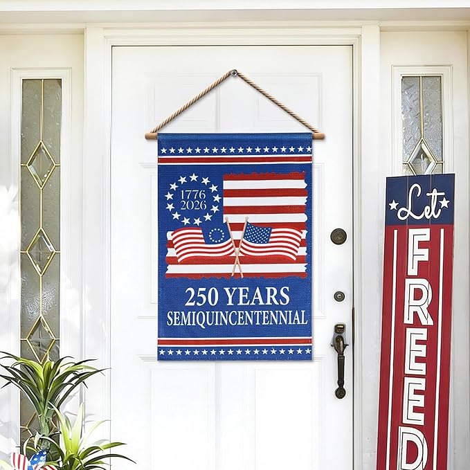 250 Anniversary USA Flag - 4th of July Decorations - 12x18 Inch Patriotic Garden Flag, Double Sided American Flag for Independence Day 1776-2026 250th USA Birthday Yard Porch Lawn Outdoor Decor