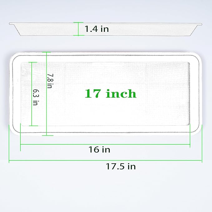 VUWEZ 2 Pack of Plastic Plant Tray Saucer Rectangular 17 18 inch, Planter Trays Saucers for Indoors Outdoor, Plant Water Drip Tray for Flower Pot Planter, Windowsill Plants Trays (7.8 X 17.5'', Blue)