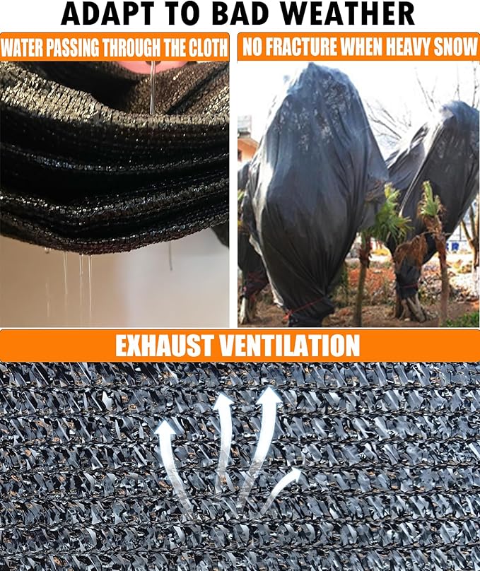 E.share 70% Black Sun Shade Cloth 10FT x 16FT, Outdoor Shade Netting with Grommets, UV Sunblock Fabric for Garden, Greenhouse, Pergola, Patio, Porch & Chicken Coop