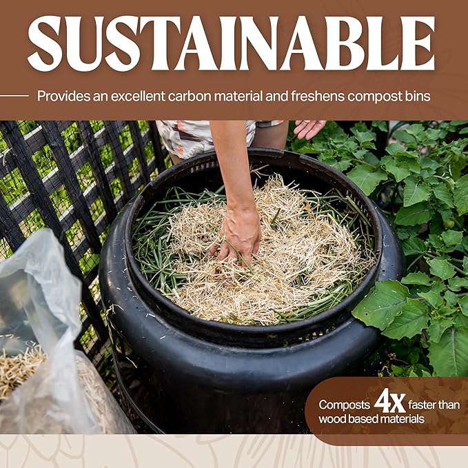 HealthiStraw GardenStraw, 3 cu ft (20 lbs) Pack of 4 – All-Natural Mulch for Gardens, Vegetables & Lawn Seeding – Water-Conserving Wheat Straw – Thoroughly Cleaned, Sustainable