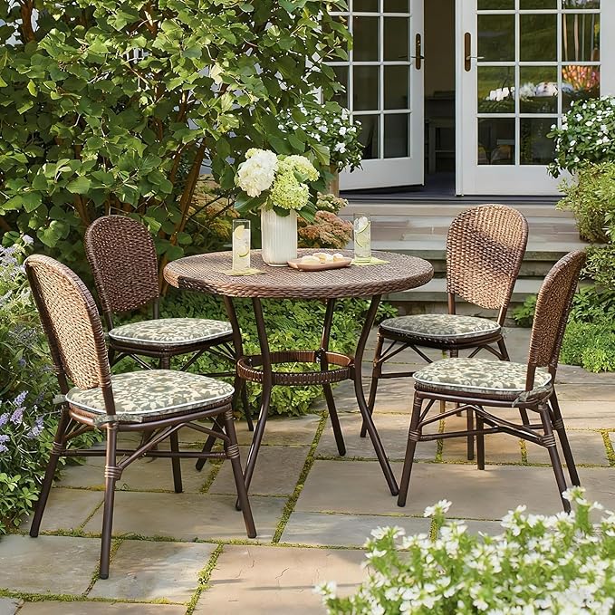 Outdoor Chair Cushions 16"x17" Set of 2, Water Resistant Patio Chair Pads with Ties, Seat Cushions for Home Garden Furniture Decoration, Floral Symphony‌