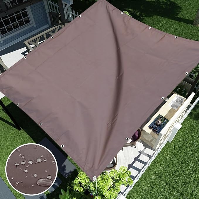 Sun Shade Sail 6'6"x6'6" Waterproof Shade Cloth Canopy Sunshade Camping Tarps Tent Cover with Grommets for Backyard Yard Deck Patio Pergola Garden Outdoor