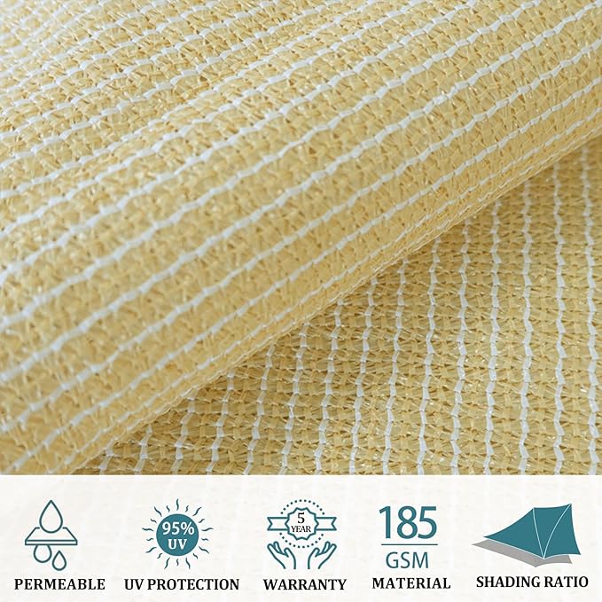 Shade&Beyond Custom 24'x28' Sun Shade Sail Canopy Rectangle UV Block Breathable Curved Sunshade for Backyard Yard Deck Outdoor Facility and Activities, Beige (We Make Custom Size)