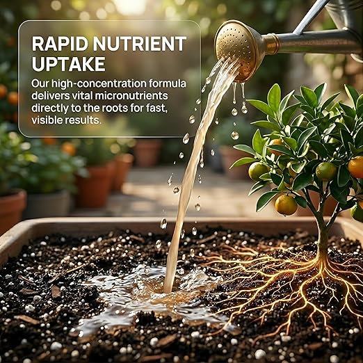 10oz Organic Citrus Tree Fertilizer - Microbial Probiotic Liquid Plant Food for Lemon, Lime, Orange & Olive Trees - Revitalizes Yellow Leaves & Roots
