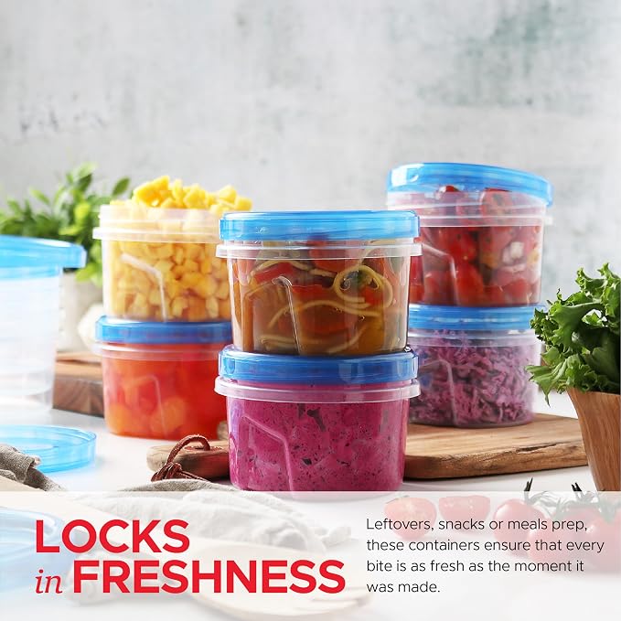Tafura Freezer Containers, 10 Pack, 16 Oz, Leakproof BPA-Free Lids