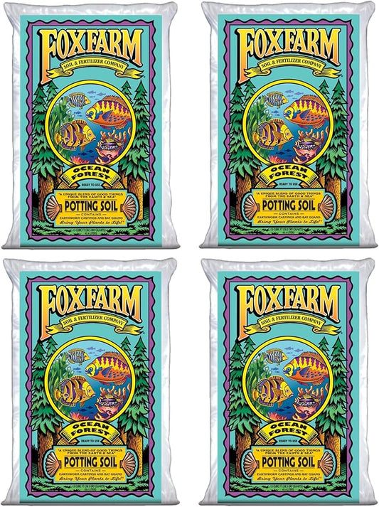 FoxFarm Ocean Forest Potting Soil, 1.5cu ft (Pack of 4) - Light, Aerated Texture, Designed for All Container Plants