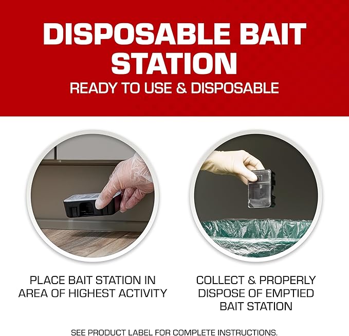 Tomcat Mouse Killer, Child & Dog Resistant, Disposable Station, 2 Stations | Indoor/Outdoor Use, Easy Monitoring, 2 Pre-Filled Bait Stations