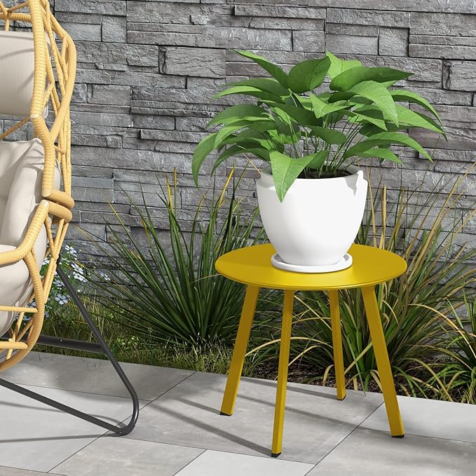 Grand patio Outdoor Side Table Round End Table with Square Feet Small Accent Table Great for Patio Balcony