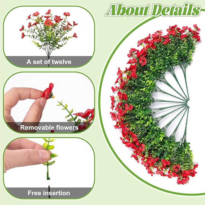 Ammyoo Artificial Faux Hanging Plants Flowers Basket for Spring Outdoor Decoration, Fake Silk Daisy UV Resistant Look Real with Eucalyptus Leaves Summer Outside Decor for Home Patio Garden