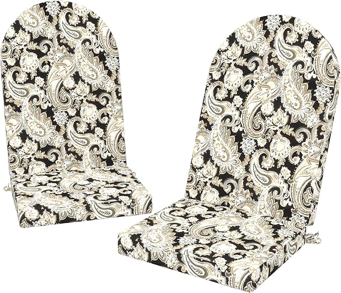 Outdoor Foam Adirondack Cushion, Water Repellent Foam Cushion for Adirondack Chairs Patio Furniture, 44 x 19 Inch, Paisley Black